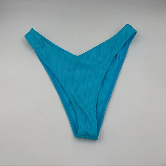 NWOT Frankie’s bikinis Enzo plisse cheeky bottoms aquamarine 12527 - Picture 5 of 9